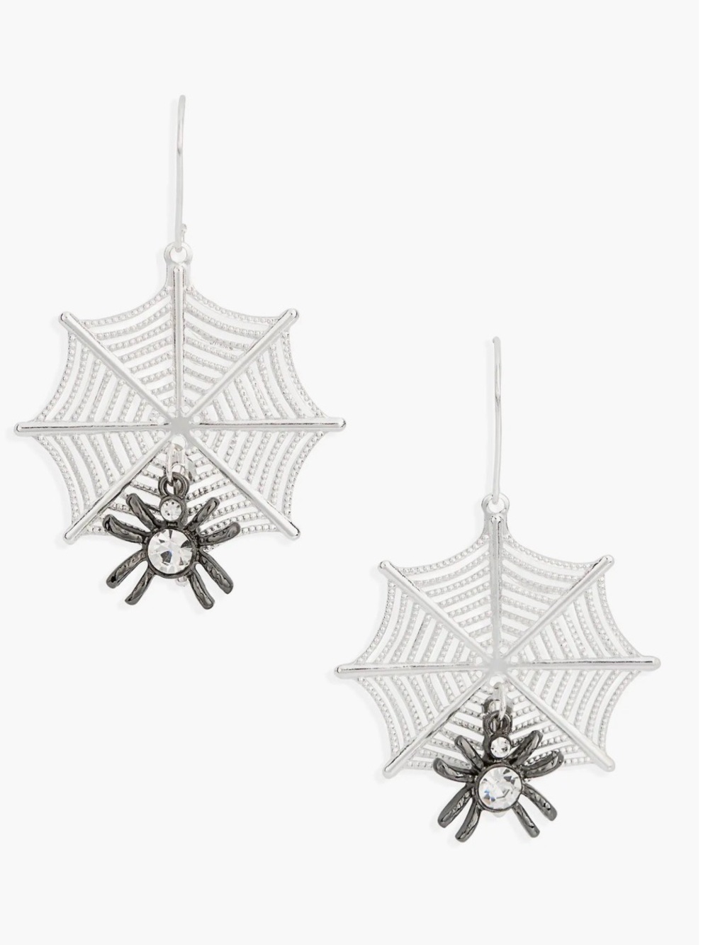 NWOT LEITH Spiderweb Drop Earrings Silver Tone Halloween Costume Jewelry Women's